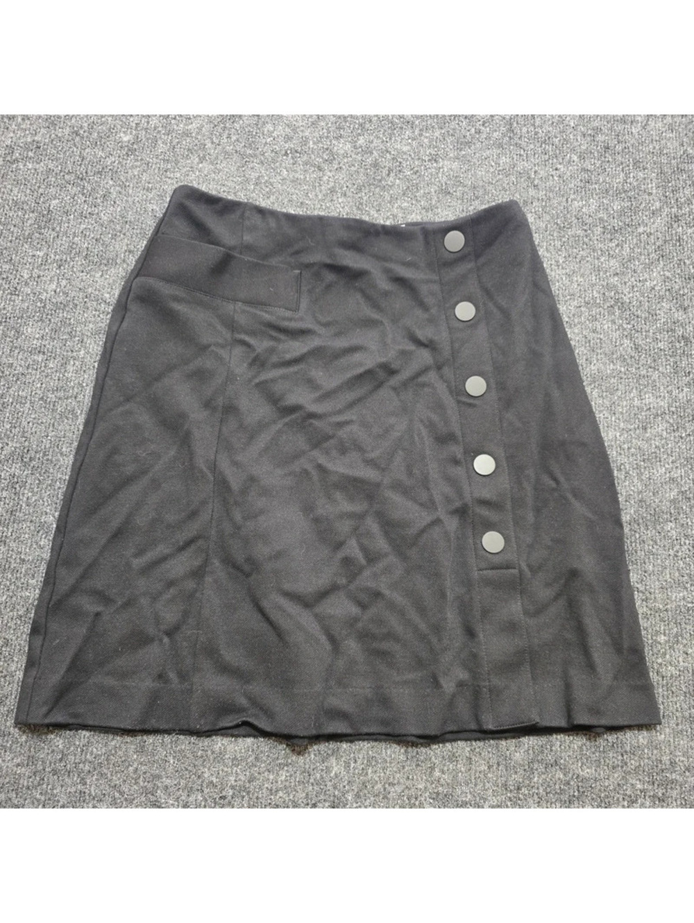 Cabi Black Ponte Utility Skirt 4 Side Button A-Line Mini Stretch Career Style